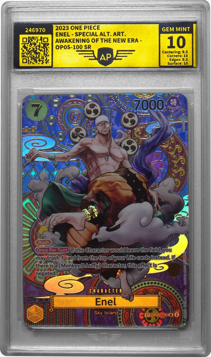 Von AP Grading gegradete One-Piece-Sammelkarte ‚Enel‘ (Special Alt Art) im AP-Slab – Höchstnote GEM MINT 10
