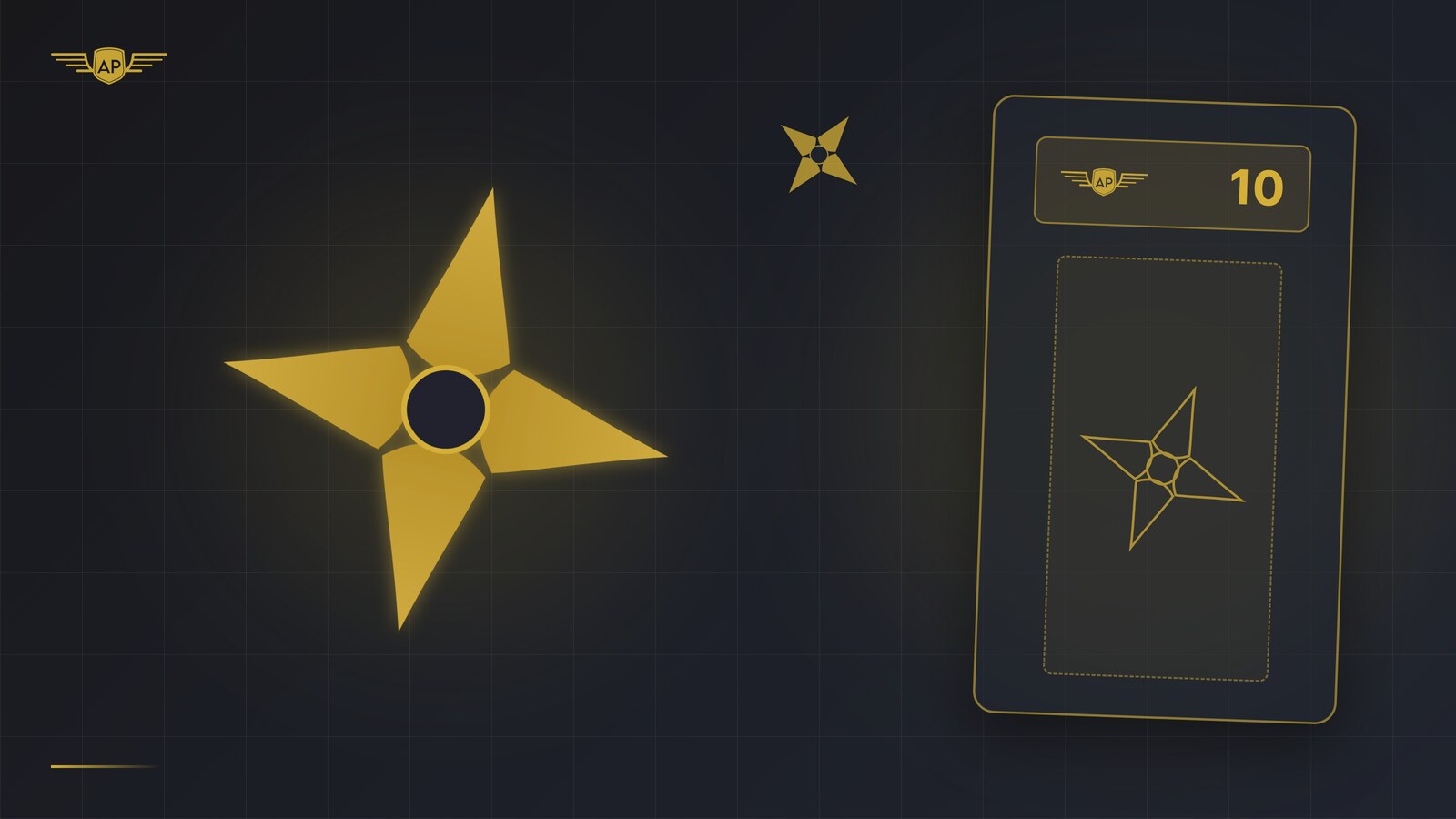 Goldener Shuriken neben AP-Grading-Slab mit Note 10 – Naruto TCG Grading